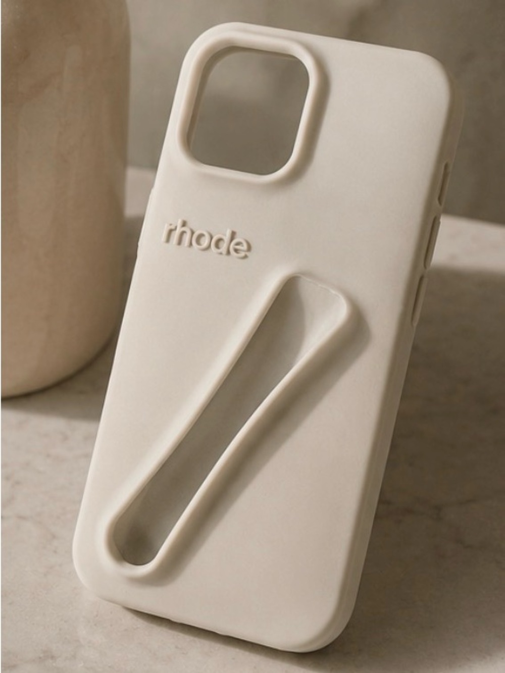 RHODE Cream Silicone Phone Case with Integrated Grip